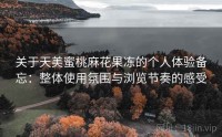 关于天美蜜桃麻花果冻的个人体验备忘：整体使用氛围与浏览节奏的感受
