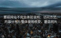 蘑菇网站不完全体验说明：访问方式、内容分布与整体使用感受，蘑菇网片